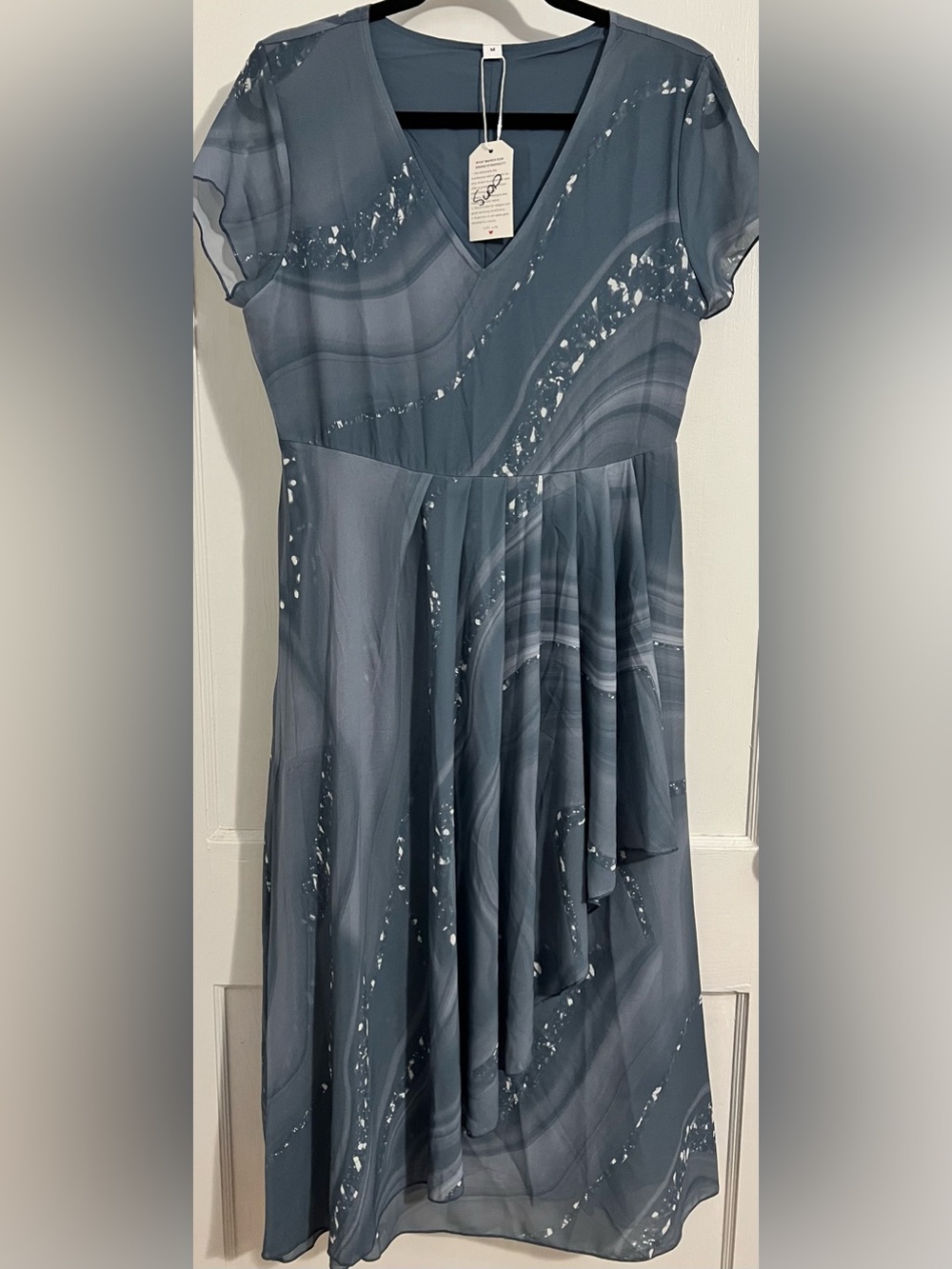 Women's Blue V-Neck Midi Dress